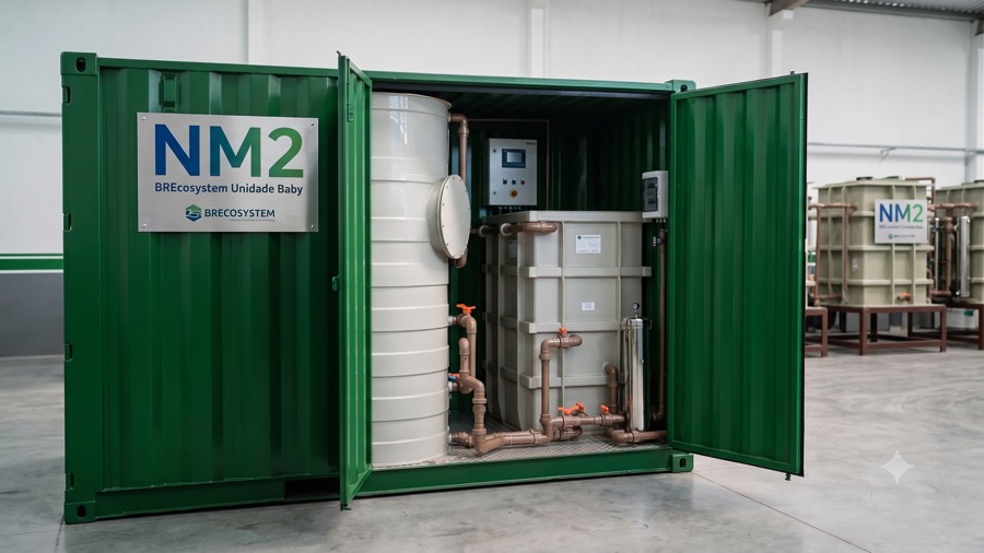 BR Ecosystem Baby instalada em container de 10 pés